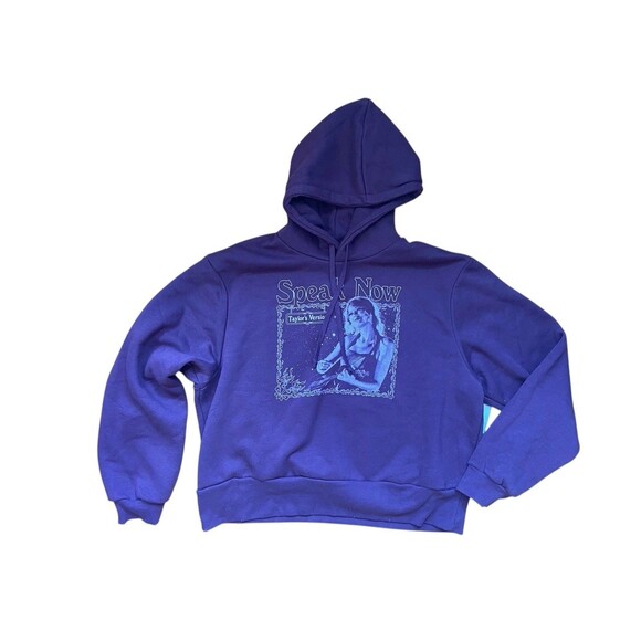 Taylor Swift Speak Now TV The Story of Us Purple Crop Hoodie Size XL Distressed - Picture 9 of 13